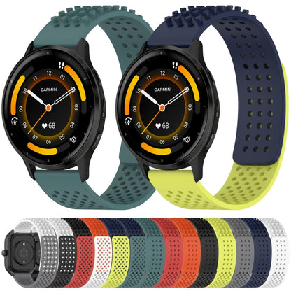 For Garmin Forerunner 255 Music 22mm Holes Breathable 3D Dots Silicone Watch Band(Orange+White) - Watch Bands by PMC Jewellery | Online Shopping South Africa | PMC Jewellery