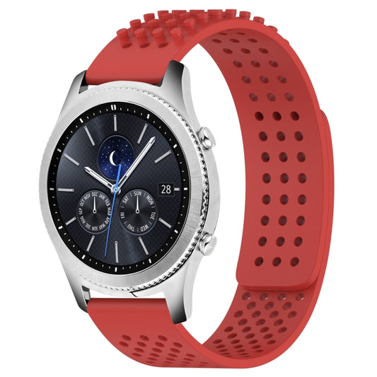 For Samsung Gear S3 Classic 22mm Holes Breathable 3D Dots Silicone Watch Band(Red) - Watch Bands by PMC Jewellery | Online Shopping South Africa | PMC Jewellery