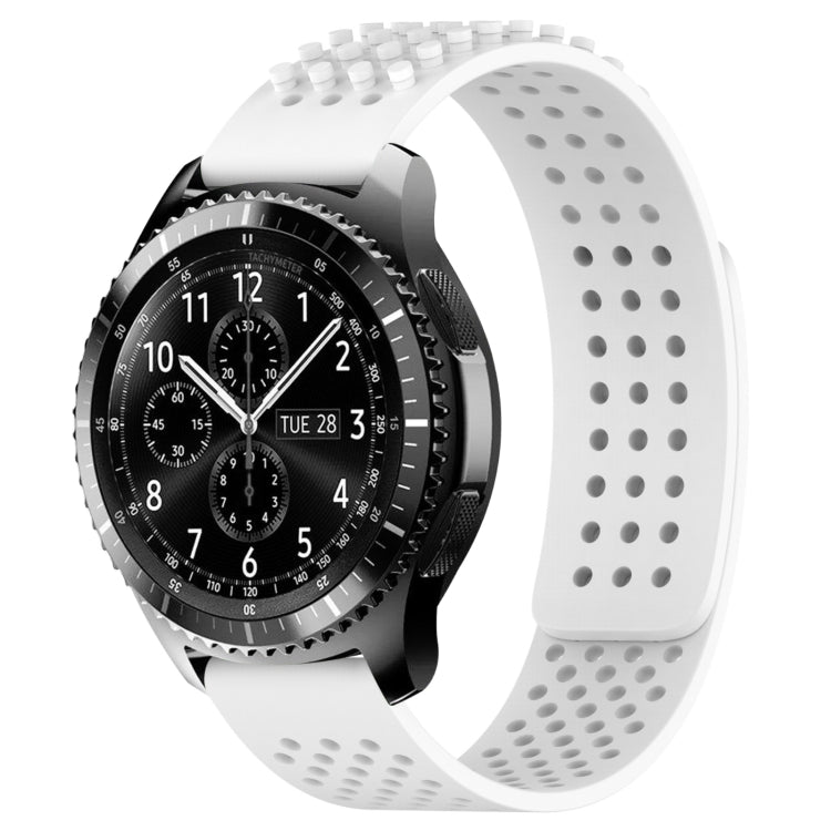 For Samsung Gear S3 Frontier 22mm Holes Breathable 3D Dots Silicone Watch Band(White) - Watch Bands by PMC Jewellery | Online Shopping South Africa | PMC Jewellery