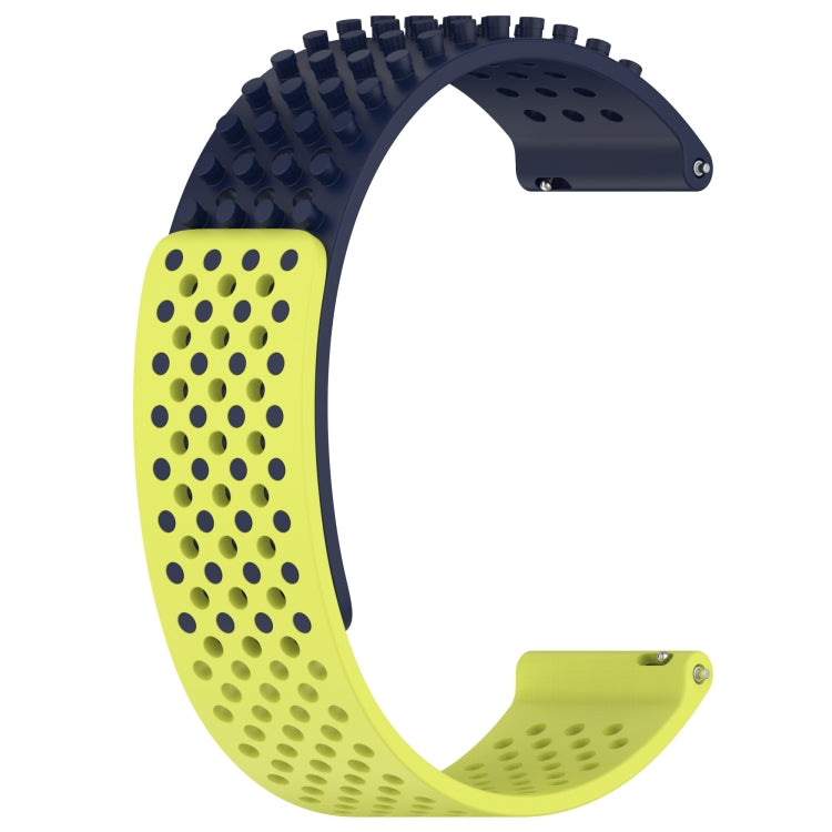 For Samsung Gear S3 Frontier 22mm Holes Breathable 3D Dots Silicone Watch Band(Midnight Blue+Lime Green) - Watch Bands by PMC Jewellery | Online Shopping South Africa | PMC Jewellery