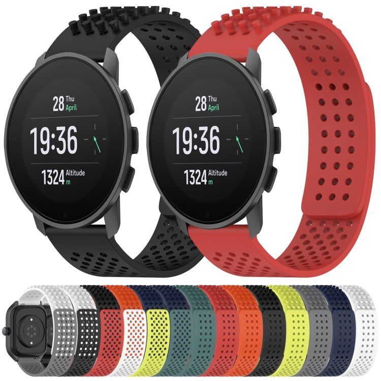 For SUUNTO 9 Peak Pro 22mm Holes Breathable 3D Dots Silicone Watch Band(Red) -  by PMC Jewellery | Online Shopping South Africa | PMC Jewellery