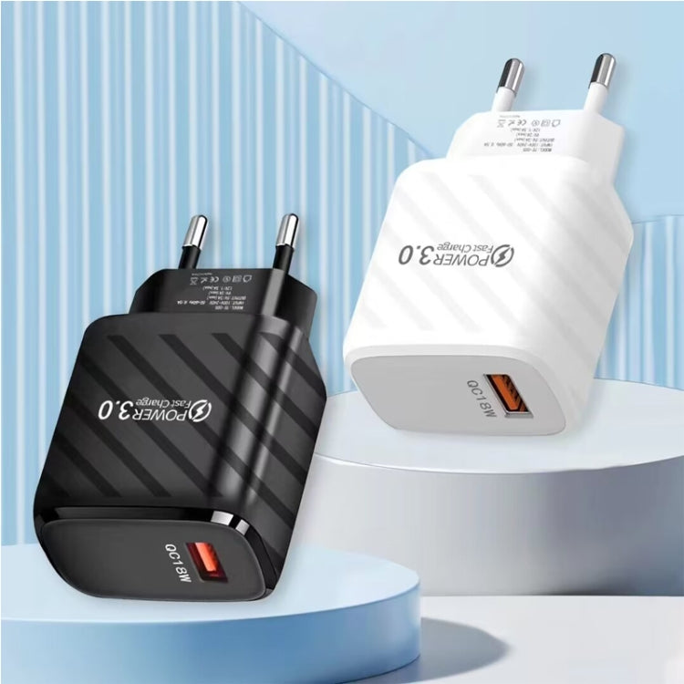 TE-005 USB3.0 QC3.0 18W 3A Interface Mobile Phone Fast Charger, EU Plug(White) - USB Charger by PMC TechLife | Online Shopping South Africa | PMC TechLife