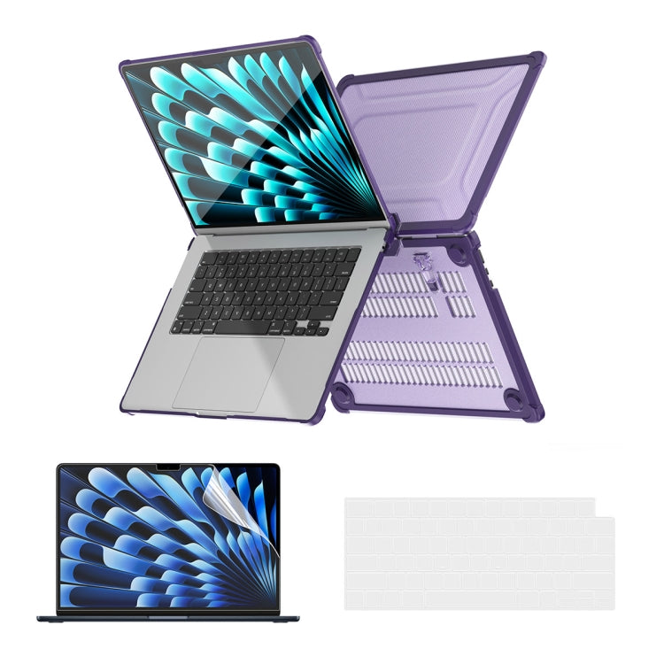 For MacBook Air 15.3 A2941 ENKAY Hat-Prince 3 in 1 Protective Bracket Case Cover Hard Shell with TPU Keyboard Film / PET Screen Protector, Version:US(Purple) - MacBook Air Cases by ENKAY | Online Shopping South Africa | PMC Jewellery | Buy Now Pay Later Mobicred