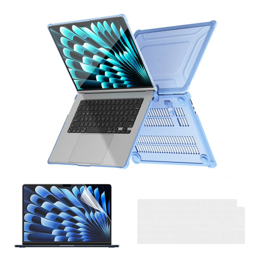 For MacBook Air 15.3 A2941/M3 2024 A3114 ENKAY Hat-Prince 3 in 1 Protective Bracket Case Cover Hard Shell with TPU Keyboard Film / PET Screen Protector, Version:EU(Light Blue) - MacBook Air Cases by ENKAY | Online Shopping South Africa | PMC Jewellery | Buy Now Pay Later Mobicred