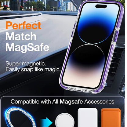 For iPhone 15 Plus Dual-color MagSafe TPU Hybrid Clear PC Shockproof Phone Case(Purple) - iPhone 15 Plus Cases by PMC Jewellery | Online Shopping South Africa | PMC Jewellery