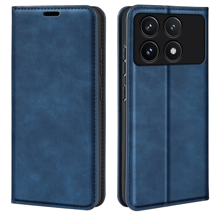 For Xiaomi Redmi K70 Retro-skin Magnetic Suction Leather Phone Case(Dark Blue) - K70 Cases by PMC Jewellery | Online Shopping South Africa | PMC Jewellery | Buy Now Pay Later Mobicred