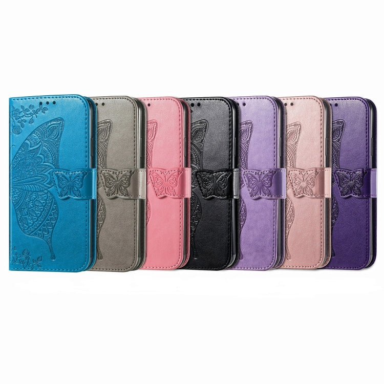 For iPhone 16 Plus Butterfly Love Flower Embossed Leather Phone Case(Black) - free shipping - PMC Jewellery - Order now!