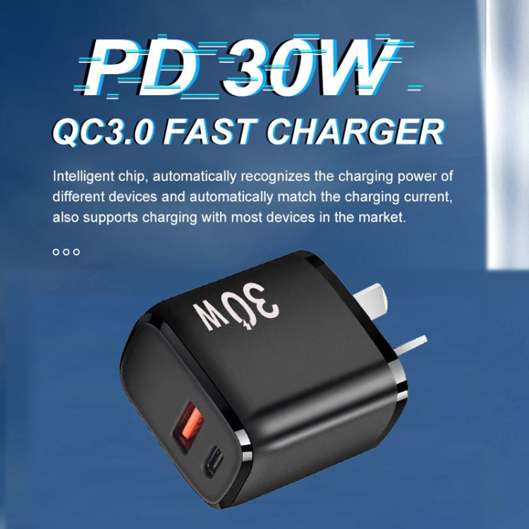 PD30W USB-C / Type-C + QC3.0 USB Charger with 1m USB to Micro USB Data Cable, AU Plug(White) - free shipping - PMC TechLife - Order now!