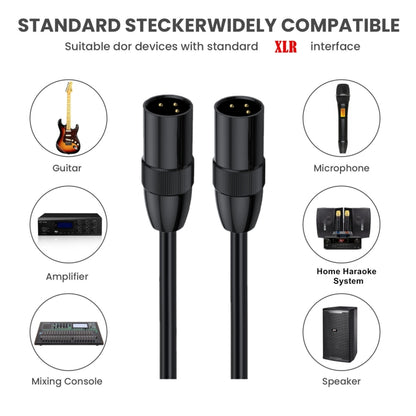 JUNSUNMAY XLR Male to Male Mic Cord 3 Pin Audio Cable Balanced Shielded Cable, Length:1m - Microphone Audio Cable & Connector by JUNSUNMAY | Online Shopping South Africa | PMC Jewellery | Buy Now Pay Later Mobicred