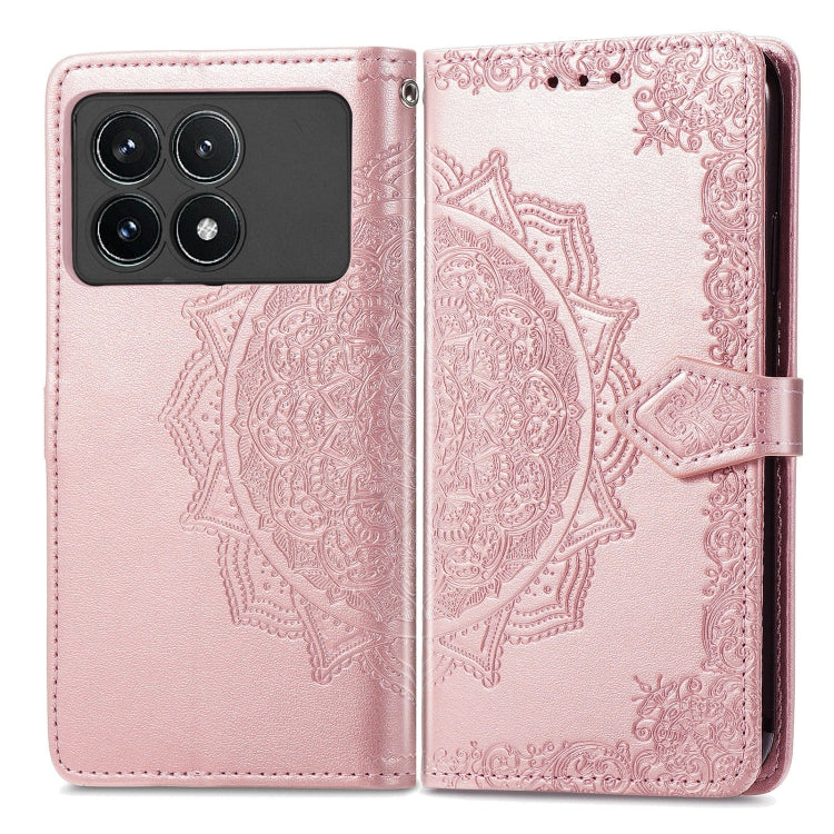 For Xiaomi Redmi K70 Pro Mandala Flower Embossed Leather Phone Case(Rose Gold) - K70 Pro Cases by PMC Jewellery | Online Shopping South Africa | PMC Jewellery | Buy Now Pay Later Mobicred