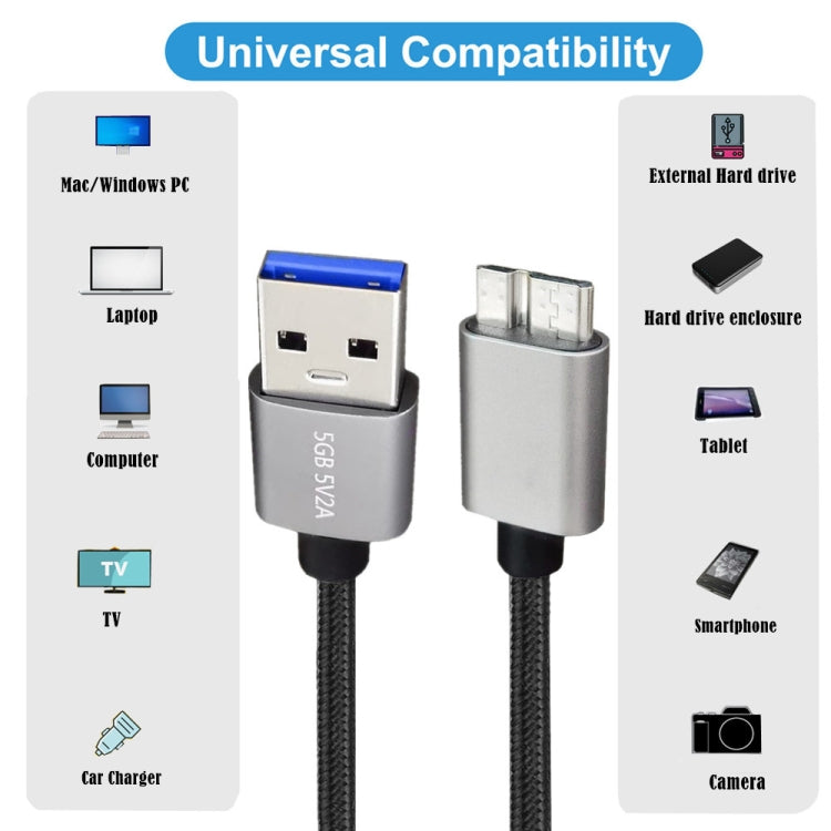 JUNSUNMAY USB 3.0 Male to Micro-B Cord Cable Compatible with Samsung Camera Hard Drive, Length:0.3m - USB Cable by JUNSUNMAY | Online Shopping South Africa | PMC Jewellery | Buy Now Pay Later Mobicred