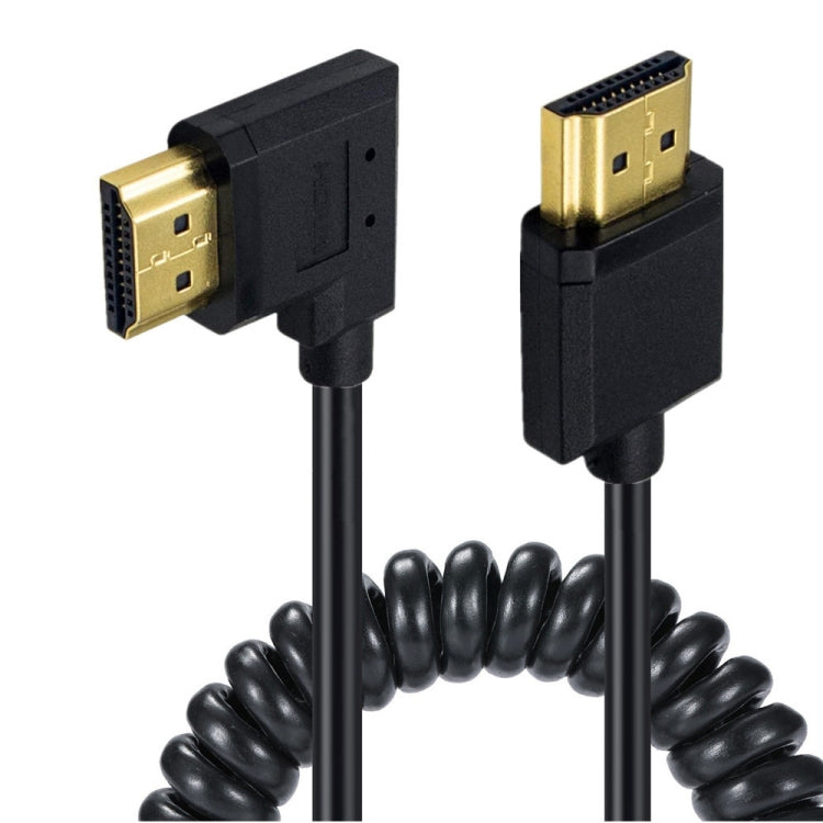 JUNSUNMAY 4K 60Hz HDMI Male to Male HDMI 2.0V Elbow Head Spring Cable, Length:1.2m(Left) - Cable by JUNSUNMAY | Online Shopping South Africa | PMC Jewellery