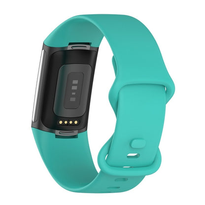 For Fitbit Charge 6 Solid Color Butterfly Buckle Silicone Watch Band, Size:S Size(Teal Green) - Watch Bands by PMC Jewellery | Online Shopping South Africa | PMC Jewellery | Buy Now Pay Later Mobicred