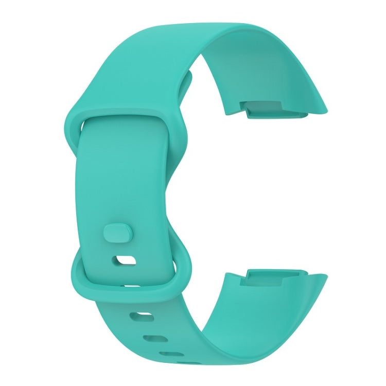 For Fitbit Charge 6 Solid Color Butterfly Buckle Silicone Watch Band, Size:S Size(Teal Green) - Watch Bands by PMC Jewellery | Online Shopping South Africa | PMC Jewellery | Buy Now Pay Later Mobicred