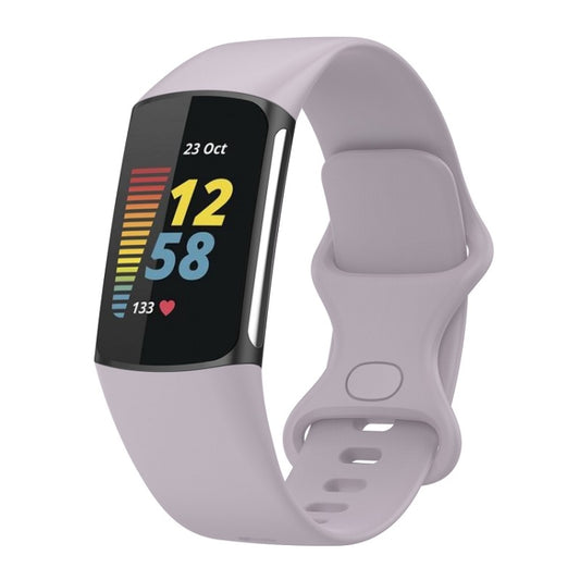 For Fitbit Charge 6 Solid Color Butterfly Buckle Silicone Watch Band, Size:S Size(Light Purple) - Watch Bands by PMC Jewellery | Online Shopping South Africa | PMC Jewellery | Buy Now Pay Later Mobicred