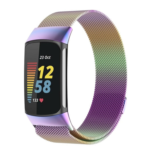 For Fitbit Charge 6 Milan Magnetic Metal Steel Mesh Watch Band(Colorful) - Watch Bands by PMC Jewellery | Online Shopping South Africa | PMC Jewellery | Buy Now Pay Later Mobicred