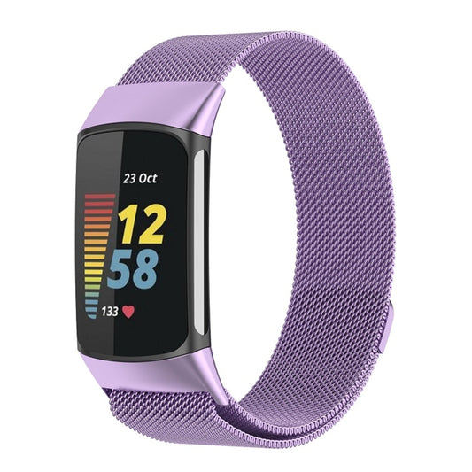 For Fitbit Charge 6 Milan Magnetic Metal Steel Mesh Watch Band(Purple) - Watch Bands by PMC Jewellery | Online Shopping South Africa | PMC Jewellery | Buy Now Pay Later Mobicred