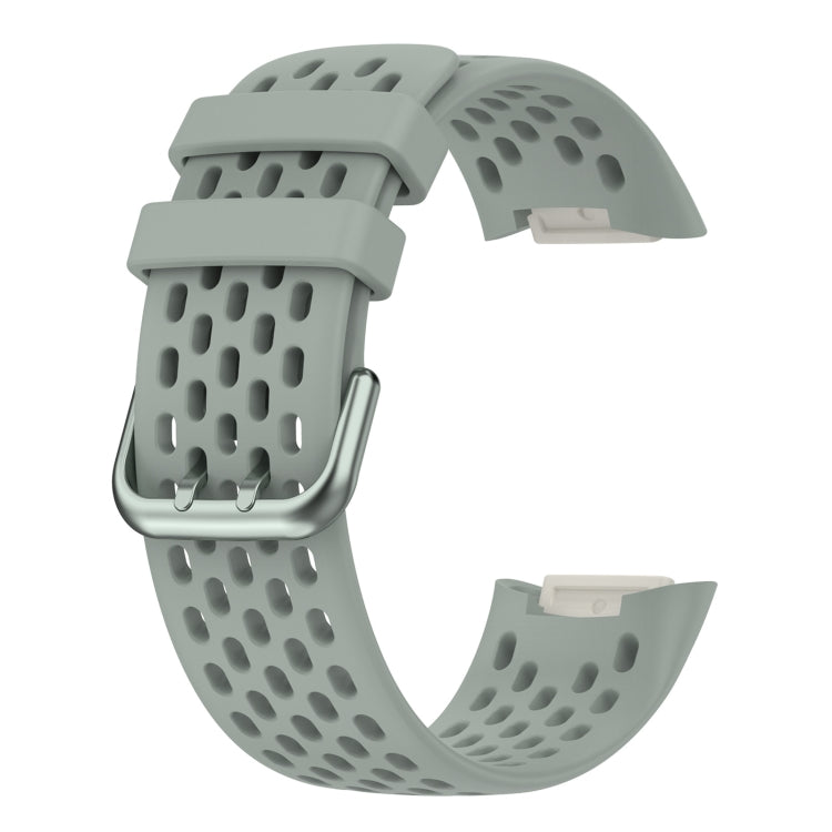 For Fitbit Charge 6 Solid Color Breathable Sports Silicone Watch Band(Gray) - Watch Bands by PMC TechLife | Online Shopping South Africa | PMC TechLife