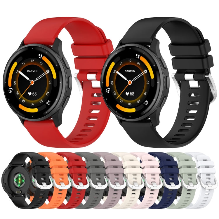 For Garmin Vivoactive 4S Liquid Glossy Silver Buckle Silicone Watch Band(Orange) - free shipping - PMC TechLife - Order now!