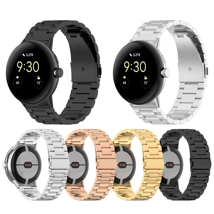 For Google Pixel Watch 2 Three Bead Stainless Steel Metal Watch Band(Black) - free shipping - PMC TechLife - Order now!