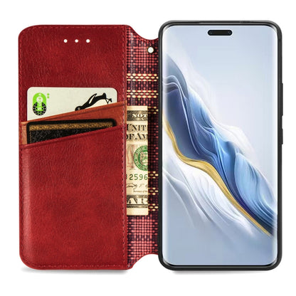 For Honor Magic6 Pro Cubic Grid Pressed Magnetic Leather Phone Case(Red) - Honor Cases by PMC Jewellery | Online Shopping South Africa | PMC Jewellery | Buy Now Pay Later Mobicred