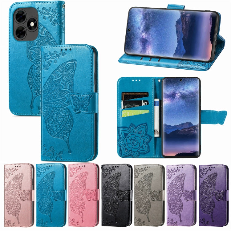 For Blackview A200 Pro Butterfly Love Flower Embossed Leather Phone Case(Gray) - More Brand by PMC TechLife | Online Shopping South Africa | PMC TechLife