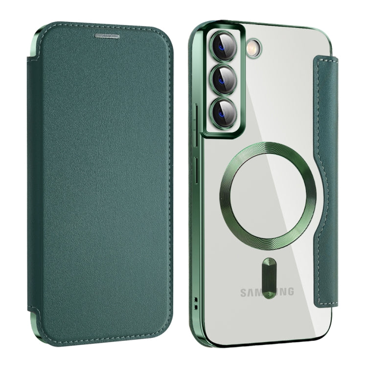 For Samsung Galaxy S22+ 5G Shield MagSafe RFID Anti-theft Leather Phone Case(Green) - Galaxy S22+ 5G Cases by PMC Jewellery | Online Shopping South Africa | PMC Jewellery | Buy Now Pay Later Mobicred