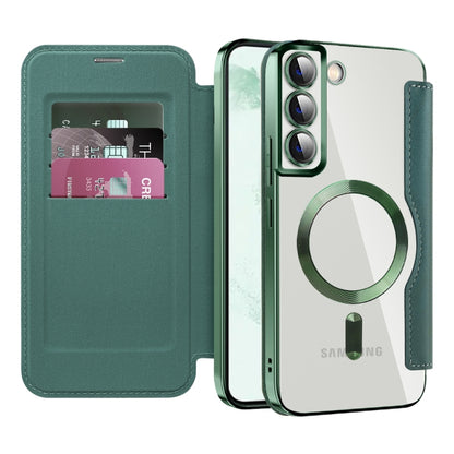 For Samsung Galaxy S22+ 5G Shield MagSafe RFID Anti-theft Leather Phone Case(Green) - Galaxy S22+ 5G Cases by PMC Jewellery | Online Shopping South Africa | PMC Jewellery | Buy Now Pay Later Mobicred