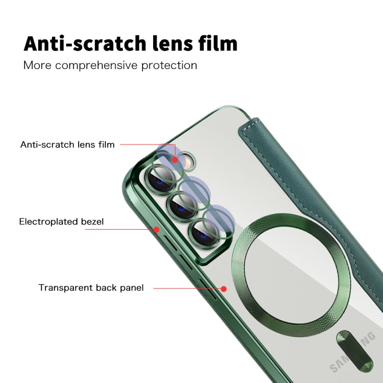 For Samsung Galaxy S22+ 5G Shield MagSafe RFID Anti-theft Leather Phone Case(Green) - Galaxy S22+ 5G Cases by PMC Jewellery | Online Shopping South Africa | PMC Jewellery | Buy Now Pay Later Mobicred