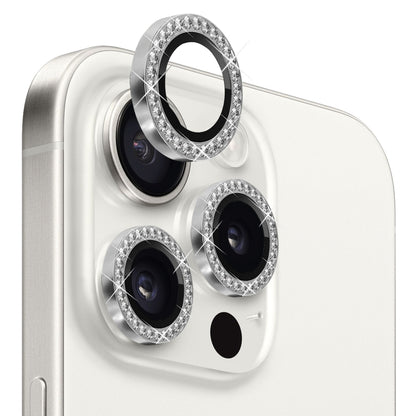 For iPhone 15 Pro / 15 Pro Max NORTHJO Camera Lens Protector Tempered Glass Metal Rhinestone Ring Film(Silver) - iPhone 15 Pro Tempered Glass by NORTHJO | Online Shopping South Africa | PMC Jewellery | Buy Now Pay Later Mobicred