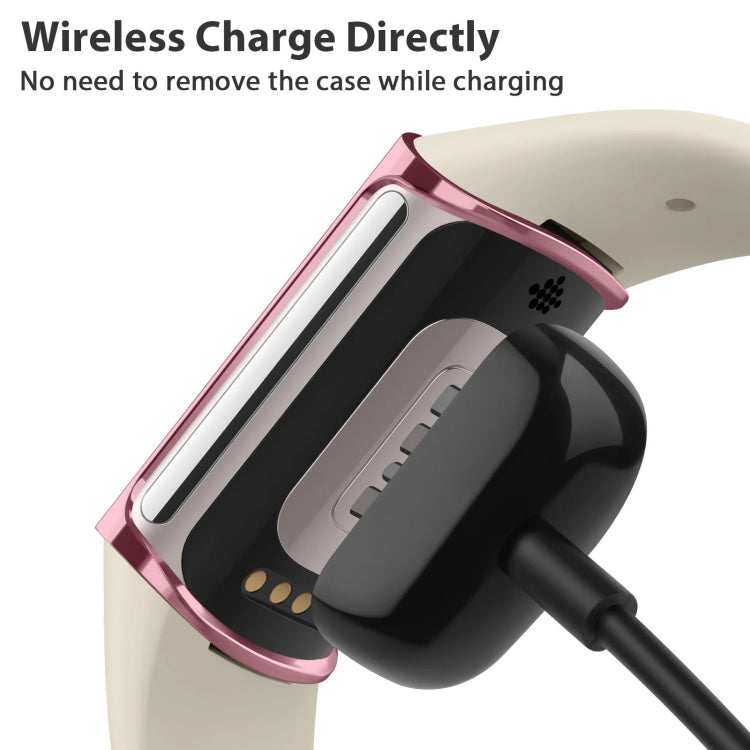 For Fitbit Charge 6 / 5 TPU Shell + Film Integrated Watch Protective Case(White) - Watch Cases by PMC TechLife | Online Shopping South Africa | PMC TechLife | Buy Now Pay Later Mobicred