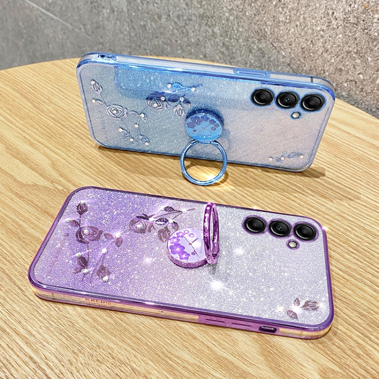 For Samsung Galaxy S25 5G Gradient Glitter Immortal Flower Ring All-inclusive Phone Case(Blue) - Galaxy S25 5G Cases by PMC Jewellery | Online Shopping South Africa | PMC Jewellery | Buy Now Pay Later Mobicred