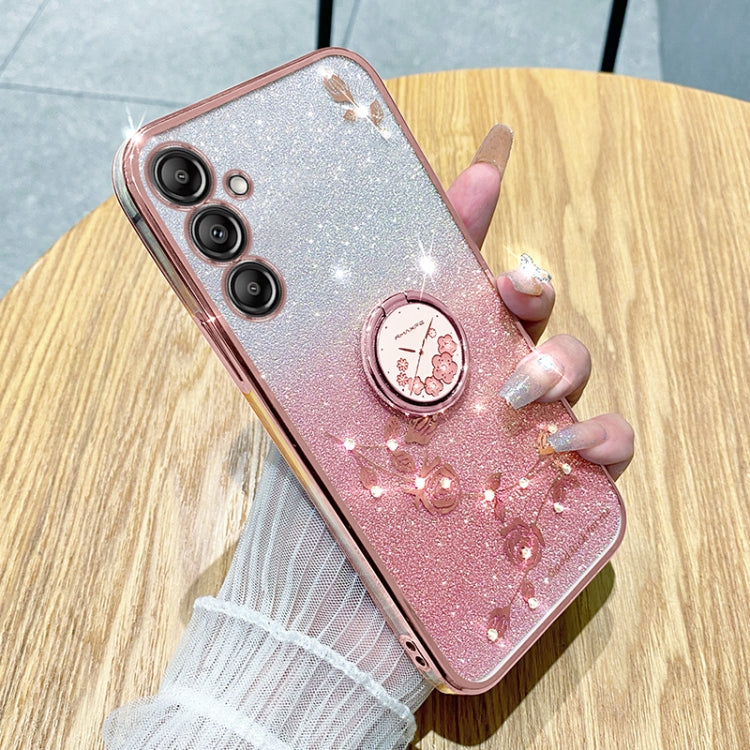 For Samsung Galaxy S25+ 5G Gradient Glitter Immortal Flower Ring All-inclusive Phone Case(Pink) - Galaxy S25+ 5G Cases by PMC Jewellery | Online Shopping South Africa | PMC Jewellery | Buy Now Pay Later Mobicred