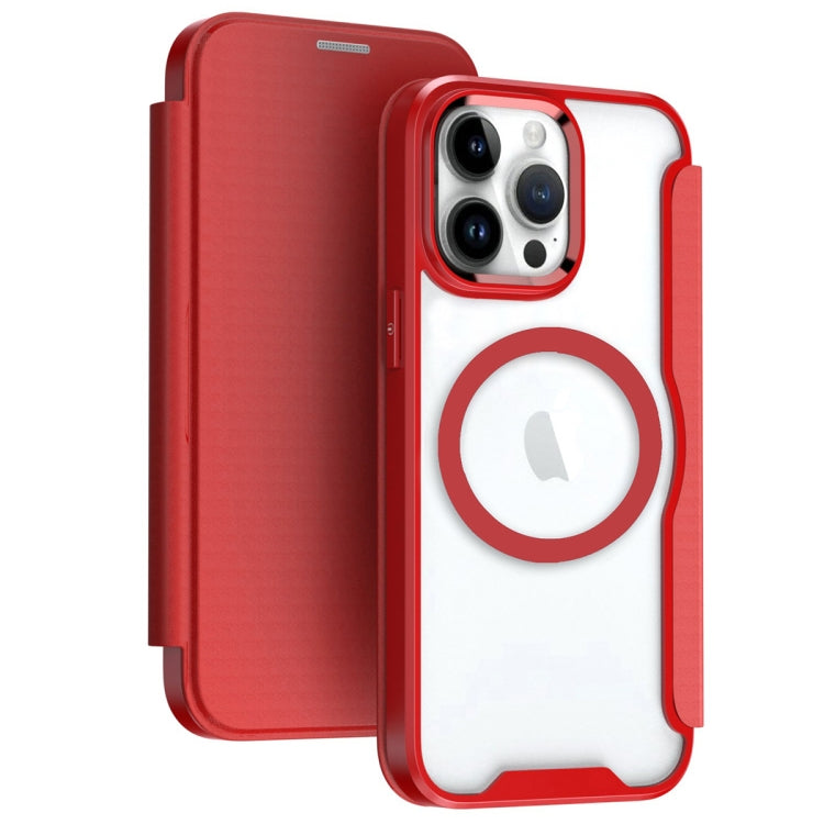 For iPhone 12 Pro Max MagSafe RFID Blocking Adsorption Flip Leather Phone Case(Red) - iPhone 12 Pro Max Cases by PMC Jewellery | Online Shopping South Africa | PMC Jewellery