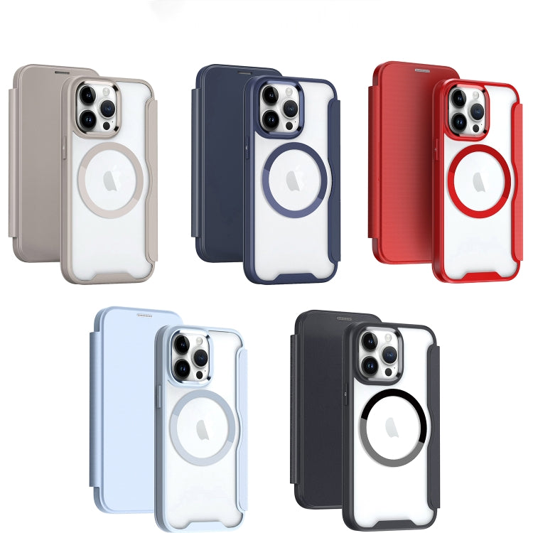 For iPhone 16 Plus MagSafe RFID Blocking Adsorption Flip Leather Phone Case(Khaki) - iPhone 16 Plus Cases by PMC TechLife | Online Shopping South Africa | PMC TechLife | Buy Now Pay Later Mobicred