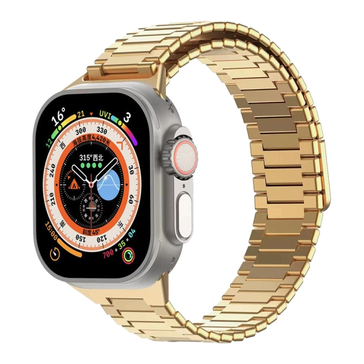 For Apple Watch Ultra 49mm  Bamboo Magnetic Stainless Steel Metal Watch Strap(Gold) - Watch Bands by PMC Jewellery | Online Shopping South Africa | PMC Jewellery