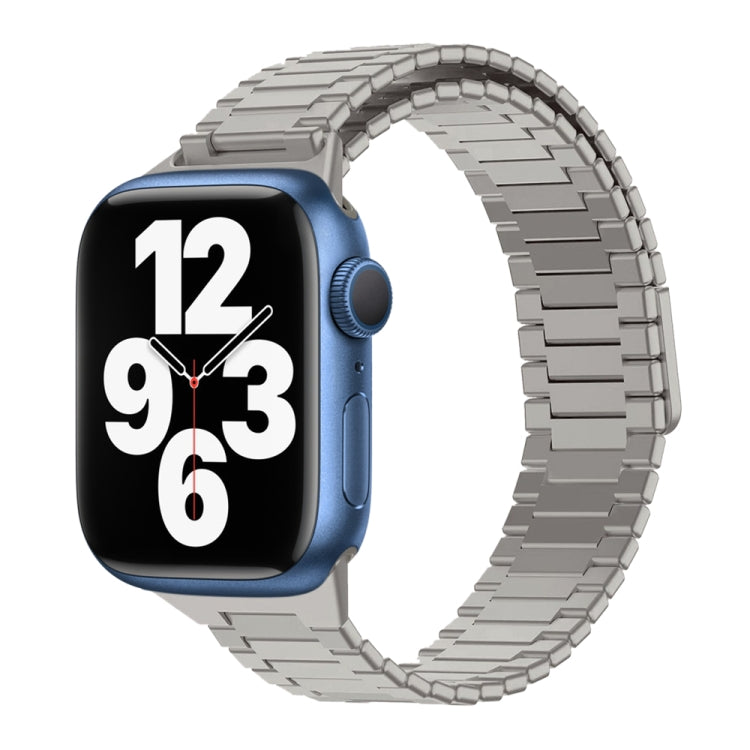 For Apple Watch Series 7 45mm Bamboo Magnetic Stainless Steel Metal Watch Strap(Titanium Color) - Watch Bands by PMC Jewellery | Online Shopping South Africa | PMC Jewellery