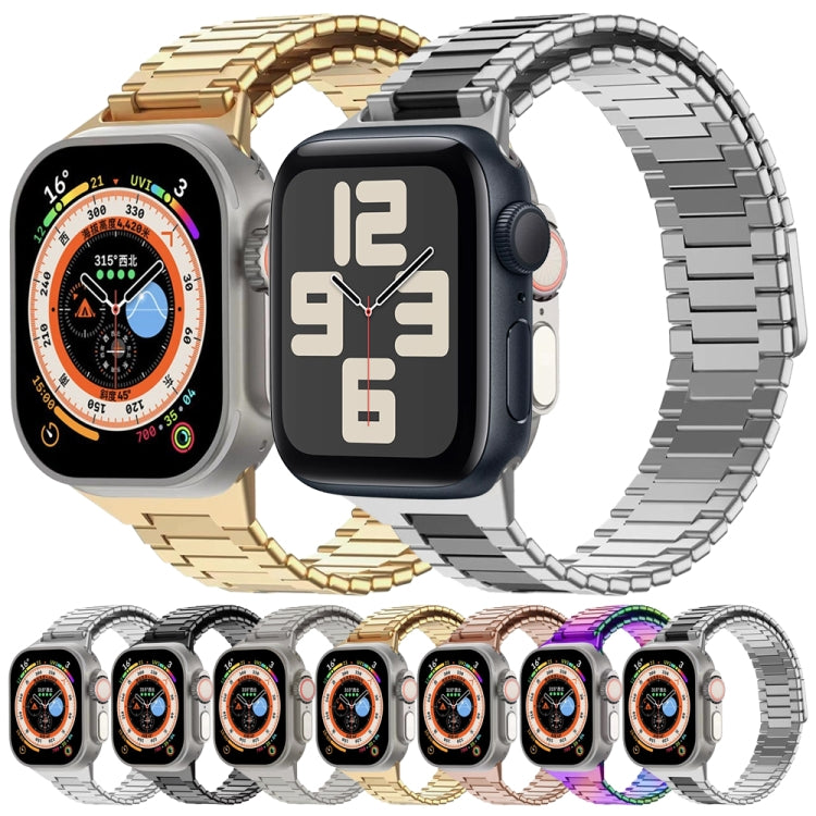 For Apple Watch Series 7 45mm Bamboo Magnetic Stainless Steel Metal Watch Strap(Silver) - Watch Bands by PMC Jewellery | Online Shopping South Africa | PMC Jewellery