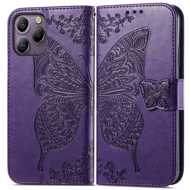 For Blackview A96 Butterfly Love Flower Embossed Leather Phone Case(Dark Purple) - More Brand by PMC Jewellery | Online Shopping South Africa | PMC Jewellery | Buy Now Pay Later Mobicred