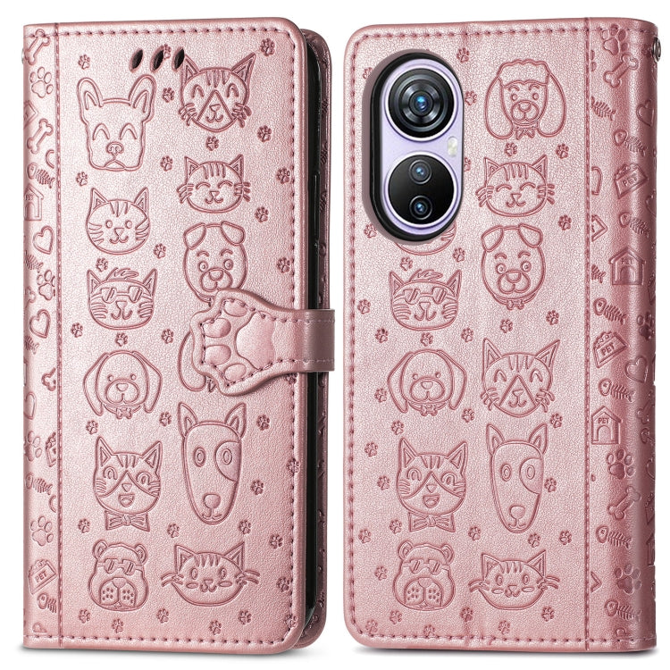 For Blackview A200 Pro Cat and Dog Embossed Leather Phone Case(Rose Gold) - More Brand by PMC TechLife | Online Shopping South Africa | PMC TechLife