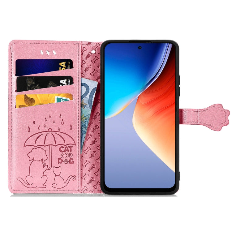 For Blackview A96 Cat and Dog Embossed Leather Phone Case(Pink) - More Brand by PMC TechLife | Online Shopping South Africa | PMC TechLife