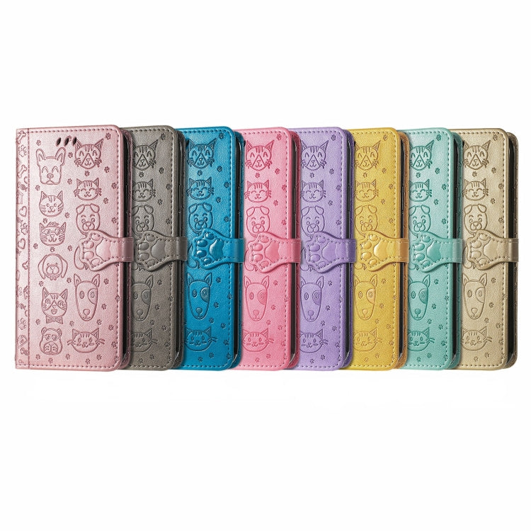 For Blackview A96 Cat and Dog Embossed Leather Phone Case(Blue) - More Brand by PMC TechLife | Online Shopping South Africa | PMC TechLife