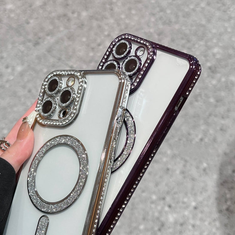 For iPhone 16 Diamond Plated MagSafe TPU Phone Case(Purple) - iPhone 16 Cases by PMC Jewellery | Online Shopping South Africa | PMC Jewellery | Buy Now Pay Later Mobicred