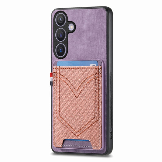 For Samsung Galaxy S25 5G Denim Texture Leather Skin Phone Case with Card Slot(Purple) - Galaxy S25 5G Cases by PMC Jewellery | Online Shopping South Africa | PMC Jewellery | Buy Now Pay Later Mobicred