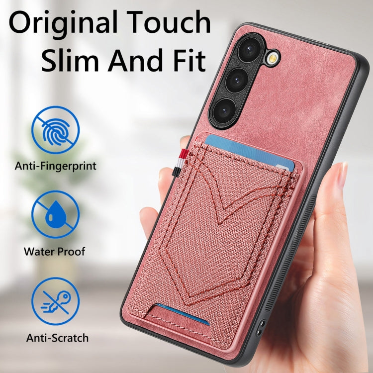 For Samsung Galaxy S25+ 5G Denim Texture Leather Skin Phone Case with Card Slot(Pink) - Galaxy S25+ 5G Cases by PMC Jewellery | Online Shopping South Africa | PMC Jewellery | Buy Now Pay Later Mobicred