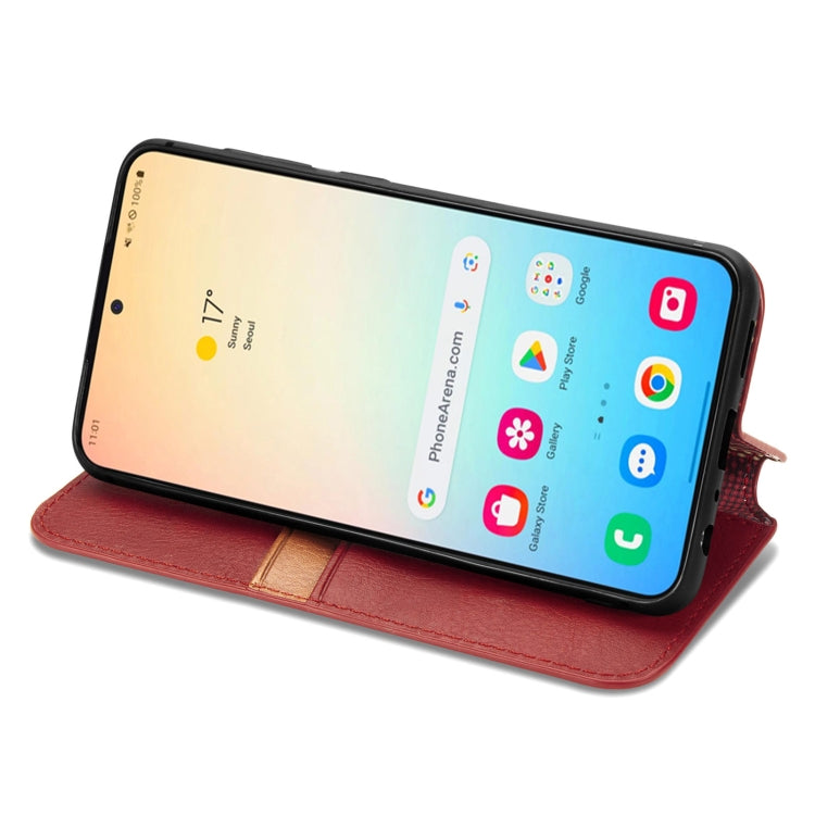 For Samsung Galaxy S25+ 5G Cubic Grid Pressed Magnetic Leather Phone Case(Red) - Galaxy S25+ 5G Cases by PMC Jewellery | Online Shopping South Africa | PMC Jewellery | Buy Now Pay Later Mobicred