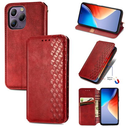 For Blackview A96 Cubic Grid Pressed Magnetic Leather Phone Case(Red) - More Brand by PMC Jewellery | Online Shopping South Africa | PMC Jewellery