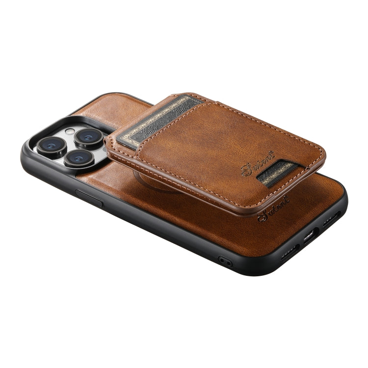 For iPhone 14 Pro Max Suteni H15 MagSafe Oil Eax Leather Detachable Wallet Back Phone Case(Brown) - iPhone 14 Pro Max Cases by Suteni | Online Shopping South Africa | PMC Jewellery