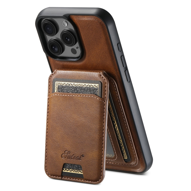 For iPhone 16 Pro Max Suteni H15 MagSafe Oil Eax Leather Detachable Wallet Back Phone Case(Brown) - iPhone 16 Pro Max Cases by Suteni | Online Shopping South Africa | PMC Jewellery | Buy Now Pay Later Mobicred