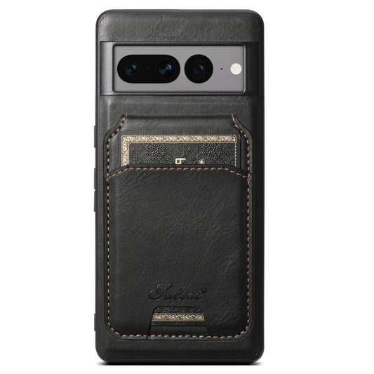 For Google Pixel 8 Pro Suteni H15 Oil Eax Leather Detachable Wallet Back Phone Case(Black) - Google Cases by Suteni | Online Shopping South Africa | PMC Jewellery | Buy Now Pay Later Mobicred